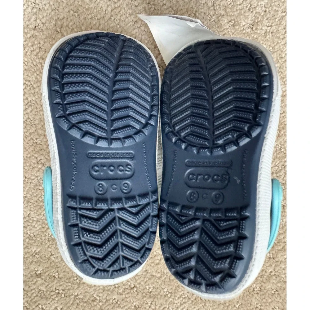 CROCS Crocband II Kids Navy Light Blue Clogs Shoes 11990-4GT Size C8/C NWT